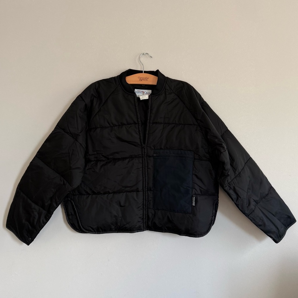 Flying Cross Black Bomber Jacket Men Size XL